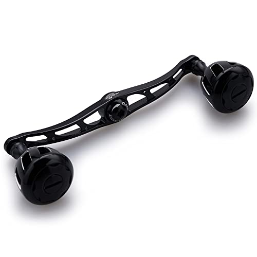 HEIGHTEN 130mm リール ハンドル 32mmノブ搭載 シマノ ダイワ アブガルシア 通用 ベイトリール 用 Wheel Series (ブラック) (525)