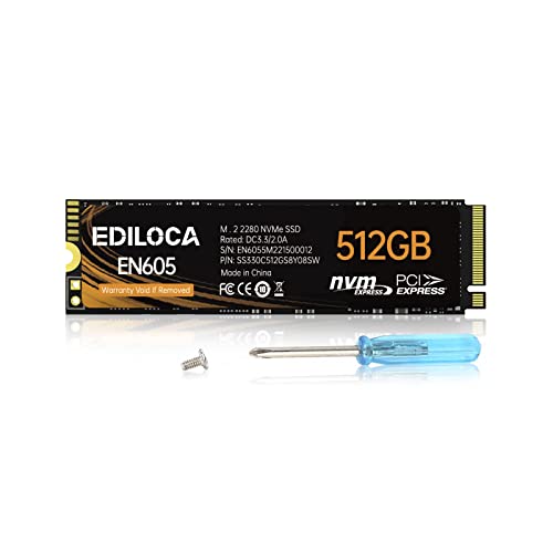 EDILOCA EN605 SSD 512GB PCIe Gen 3.0×4 NVMe1.3 M.2 2280 内蔵型SSD 3D TLC NANDフラッシュ搭載 最大読み込み2150MB/s ノートパソコン