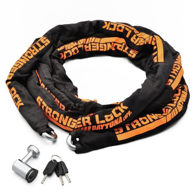 デイトナ(Daytona) バイク用 バイクロック 42mm幅チェーン φ12mmスチール合金製 LEDライト付き鍵 ストロンガーチェーンロック 5.0m 3124