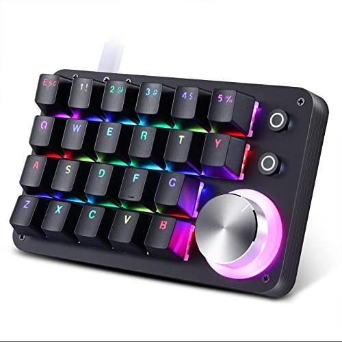 Koolertron ノブ付け 片手キーボード 2つ補助キー付き マクロキーボード ゲーミングキーボード メカニカルキーボード プログラム可能 RGB