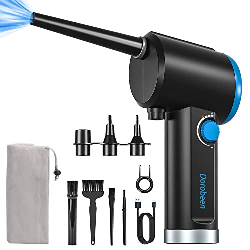 DOROBEEN 電動エアダスター、コードレスハンドヘルドエアーブロワー、無段変速、41000RPM、ポータブル充電式6000mAhバッテリー、コンピュの通販は