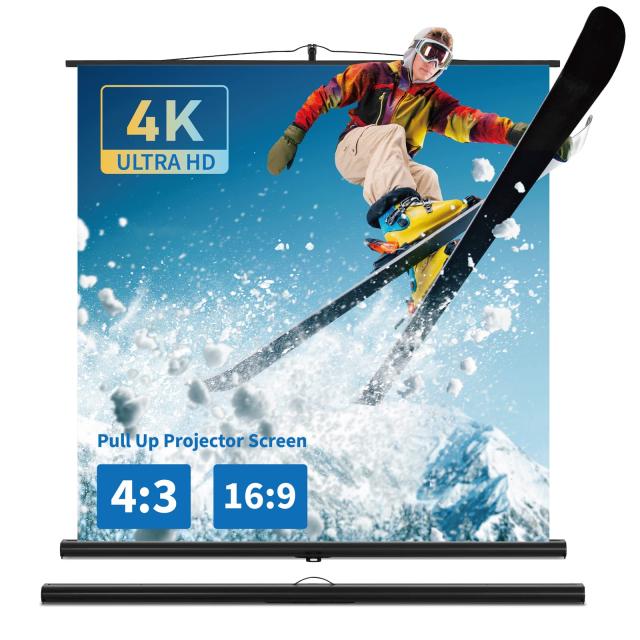 プロジェクター スクリーン、引き上げ式、スクリーン プロジェクター用、自立式 携帯型スクリーン、サイズは81.3インチ16：9、88.5インチ