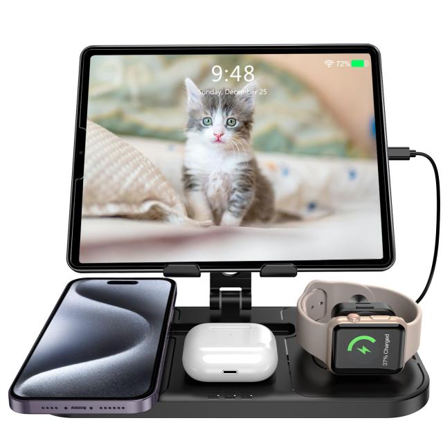 【Amazon 限定ブランド】NeotrixQI for iphone 充電スタンド 、iPhone 15 16 Pro/14 Pro Max/AirP od Pro 3/2用ワイヤレス充電器、iPad用