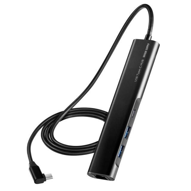 サンワダイレクト Type-C ドッキングステーション HDMI 4K PD 100W LAN Type-A×2 ケーブル長1m L字コネクタ Windows/mac 400-HUBC8BK