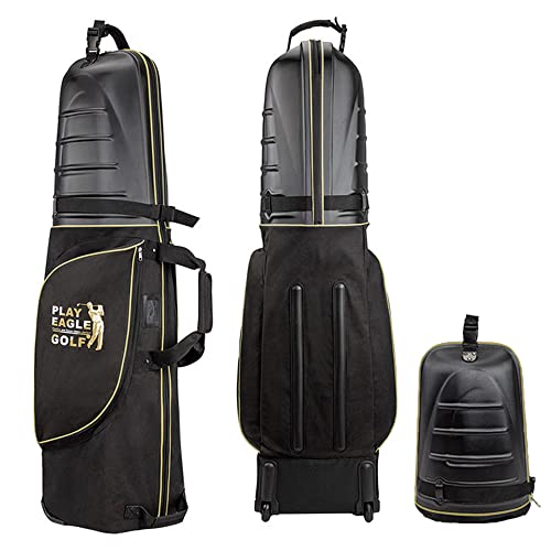 PlayEagle ゴルフバッグカバー ゴルフ用トラベルカバー ホイール付き ハードシェル付き 折りたたみ式 ゴルフ航空バッグ ゴルフバッグ ゴ