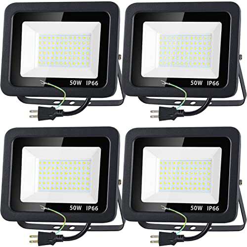 LED投光器 屋外 作業灯 50W【4個セット】850W相当 昼光色 LEDチップ IP66防水 2Mコード アース付きプラグ 屋外照明 とうこうき PSE認証済の通販は 14,724円