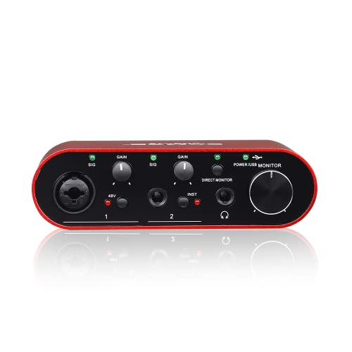 BOMGE BMG11S USB オーディオ インターフェイス (24 ビット/192 kHz)、XLR、48 V ファンタム電源付き — 高忠実度、スタジオ品質のレコー