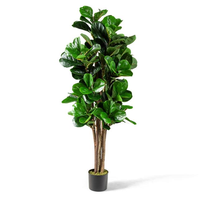TANGKULA 人工 観葉植物 フェイク 150cm 大型 フェイクグリーン 造花 光触媒 フェイクグリーン インテリア 室内 屋外フェイク植物 造花 