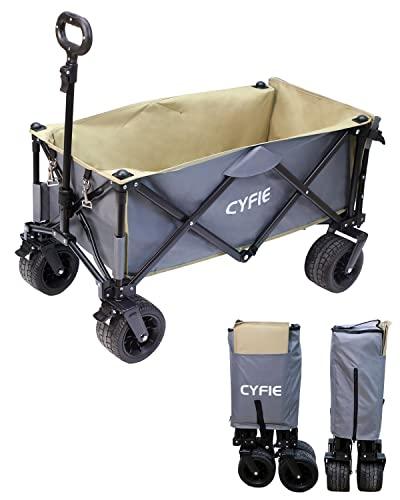 CYFIE キャリーワゴン 折り畳み 大容量100L 大型タイヤ キャリーカート 前輪360°度回転 耐荷重80kg アウトドアワゴン キャンプカート テの通販は