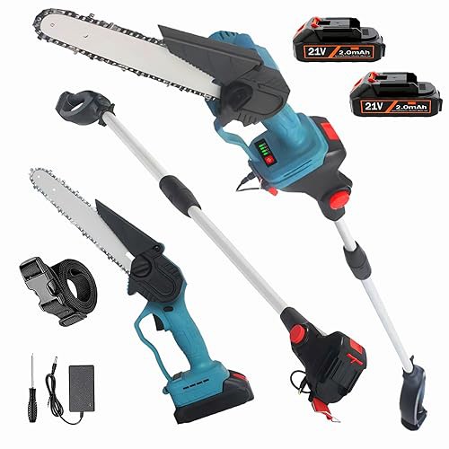 高枝切り電動チェーンソー 充電式 8インチ高枝チェーンソー 小型 ，一台?役 ，ブラシレスモーター，最大長さ190CM 高硬度チェーン ハイパの通販は