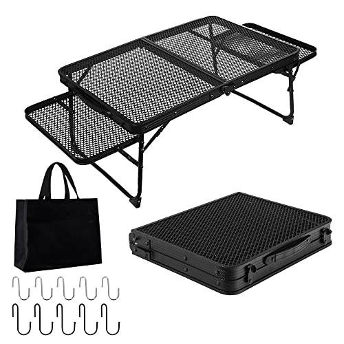 UPF キャンプ テーブル メッシュ サイドテーブル付き アウトドア