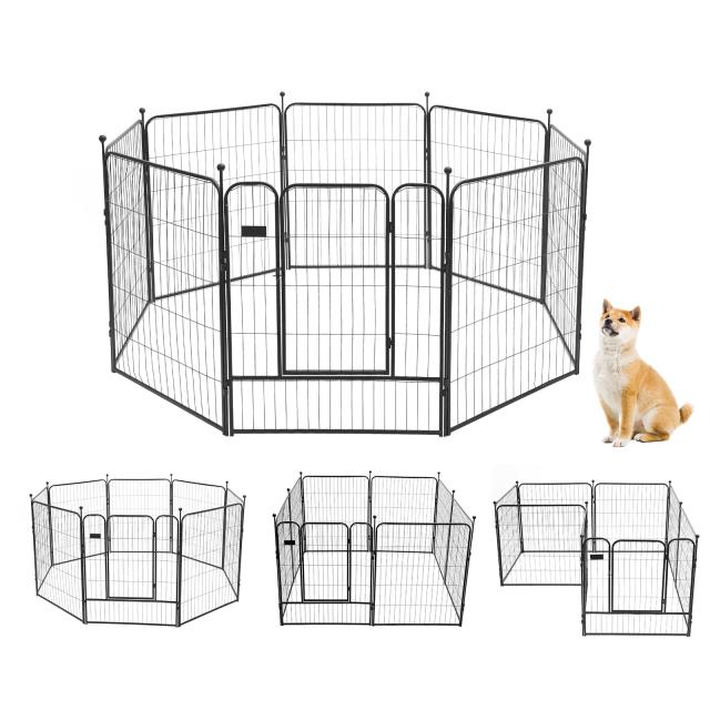 PETTOM 犬 サークル ペットフェンス ペットケージ 犬 ゲージ 中大型犬用 スチール製 コンパクト 8枚組 高さ80cm 高さ100cm 室内外兼用 折その他ペット・ペットグッズ