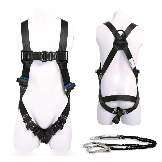 [Blessing YC] フルハーネス 安全帯 新規格 セット フルハーネス安全帯 墜落制止用器具 安全帯フルハー 2丁掛け 着脱が容易なワンタッチ