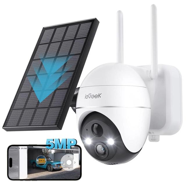 【2024 5MP AIアップグレード】 ieGeek 防犯カメラ 屋外 ソーラー 防犯カメラ ワイヤレス 屋外 AI人体検知 動物/パッケージ検知 500万カ