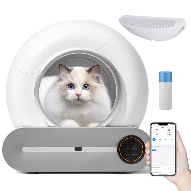 猫 トイレ 自動トイレ 猫の足挟みゼロ アプリ制御可能 遠隔操作 感知センサー付き 65L超大型空間 大容量 自動掃除 自動清掃 定期清掃 自の通販は