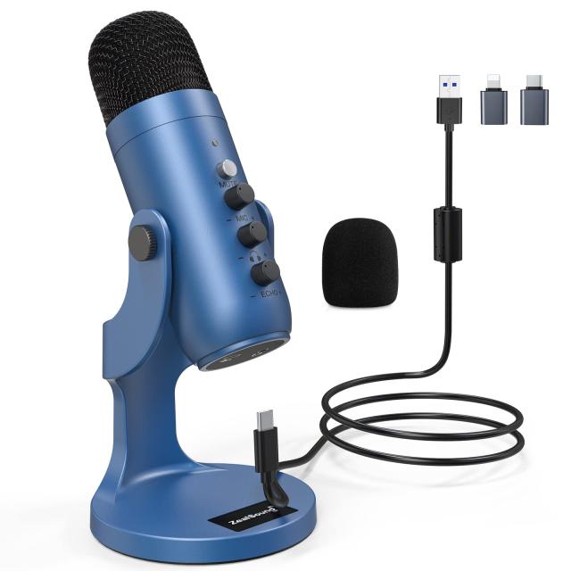 ZealSound USBマイク コンデンサーマイク PC用 卓上マイク 配信用