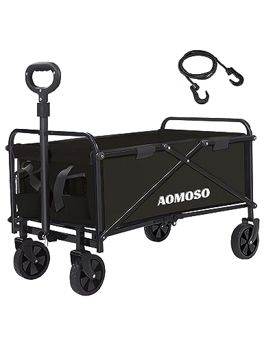 Aomoso キャリーワゴン 折りたたみ式キャリーカート アウトドア用 ワイドタイヤ搭載 大容量120L 耐荷重100kg 自立式収納 BBQ 釣り キャン