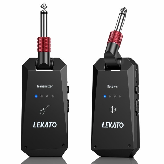 LEKATO ギター ワイヤレス ギターアンプ ギター送受信機 24ビット48KHz ワイヤレス安定転送 小型軽量 充電式 4チャンネル 190°回転可能