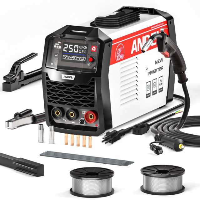 ANDELI 半自動溶接機 120AノンガスMIG/アーク溶接/lift TIG 100V/200V兼用 インバーター直流溶接機 MIG溶接 半自動  LEDスクリーン 日本語の通販は