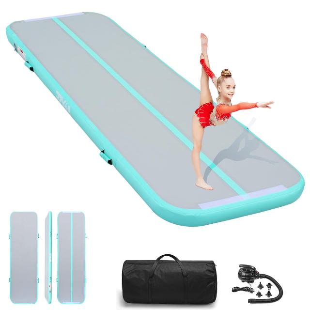 エアートラック 体操 エアマット インフレ タブル 体操転倒マット 体操用エアーマット3M長さ１m幅10cm厚 電動エア ポンプ付き 家庭用/ト