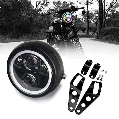 Largoods 5.75インチledヘッドライト バイク用 RGBイカリング付き 車検対応 シェル付き Hi/Lo切り替え 汎用 CB400SF ホーネット250 CBX40の通販は