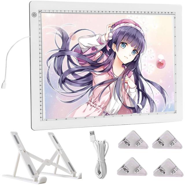 トレース台A4 高輝度LEDライトボックス 8000Lux 薄くて軽い 3段階/無段階調光ライトテーブル Type-C給電式 トレーシング イラスト/製図/の通販は 5,974円