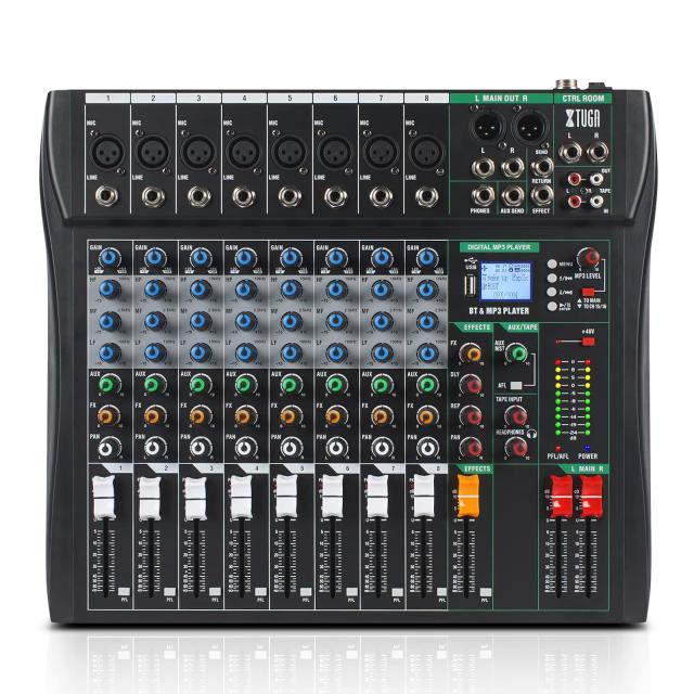 XTUGA CT80 8チャンネルオーディオミキサーポータブルミニサウンドミキシングコンソール、USBインターフェース、エコー＆リバーブエフェ