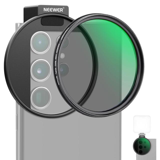 NEEWER CPL フィルター スマホ用 67mmカメラレンズ偏光フィルター 金属製コールドシューフォンクリップ付き iPhone 14 Pro Max 13 Pro Ma