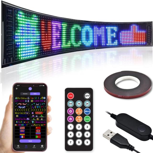 SUBORAWOS LED電光掲示板 柔軟 折りたたみ式 車載看板 LEDサインボード 多言語？示 USB カラーサイン スクロールメッセージボード パネル