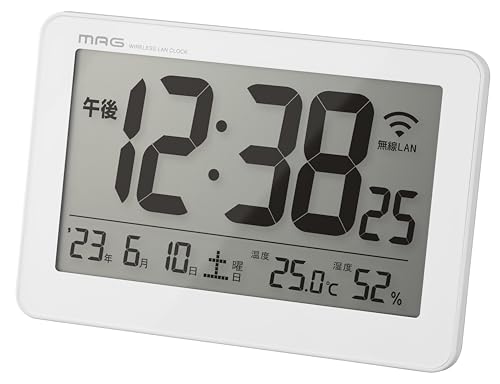 MAG(マグ) デジタル 無線LANクロック NTPで時刻を同期 時刻自動修正 掛けても置いても使用可能 置掛兼用 温度表示 湿度表示 日付表示 セの通販は 13,046円