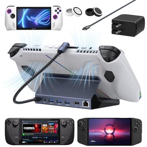 iVANKY ROG Ally/Legion Go/Steam Deck ドックと65W PDチャージャー、HDMI 4K@60Hzギガビットイーサネット、USB-A 3.0、Valve Stream Dec