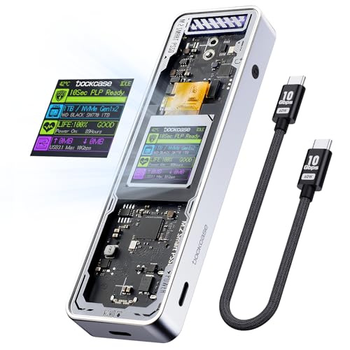 DOCKCASE M.2 NVMe SSD 外付けケース USB 3.2 Gen 2 Type-C (10 Gbps) 2230/2242/2260/2280サイズのNVMe PCIeに対応するハードディスクケ