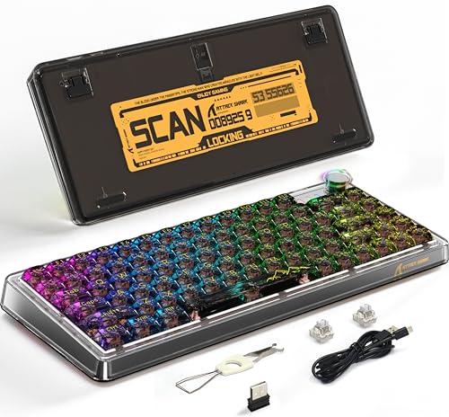 MAMBASNAKE K75メカニカルキーボードガラス軸ホットスワップメBluetooth /2.4G/USB-C接続3モード GSKET構造スペースバー バックライト付