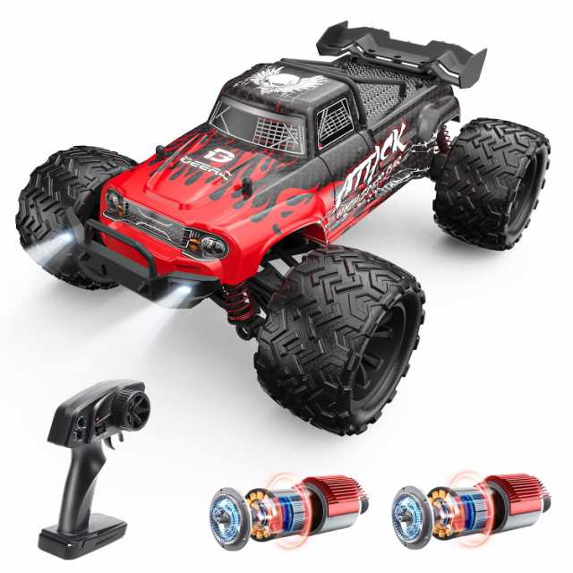 DEERC ラジコン ラジコンカー オフロード ダブルモーター 4WD 高速 30km/h 1/16スケール 電動RCカー RTR 全地形対応  2.4GHz レーシング の通販は