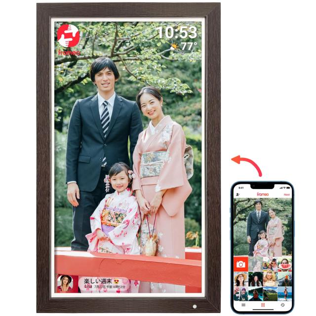 FRAMEO デジタルフォトフレーム21.5インチ大型WiFiデジタルフォトフレーム、1920 * 1080フルHDディスプレイ、32GBメモリ、リモコン、壁掛の通販は 30,099円