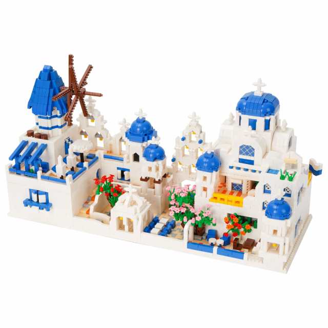 LULUFUN マイクロブロック 建物 玩具 立体パズル お城 大人 プレゼント インテリア 組み立て 暇つぶし ホビー 人気 (Santorini)の通販は