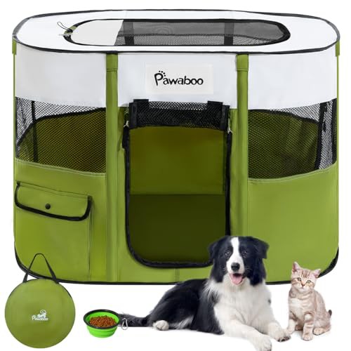 ペットサークル Pawabooサークル 折りたたみ 小動物フェンス プレイサークル ペット ケージ メッシュ 長方形 屋根付き 扉付き 防水 引きの通販は