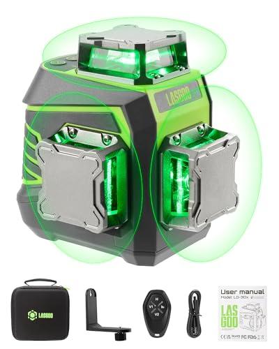 LasGoo LG-3Dx グリーンレーザー墨出し器 3x360°、3D 墨出しレーザーセルフレベリング、水平器 レーザー ビルドとアライメント用、充電