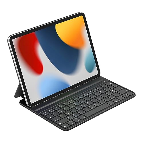 HOU iPad 第10世代 キーボード付きケース10.9 インチ (2022)対応 磁気吸着充電式/大型キーキャップ設計/キーコンビネーション機能/ダブル