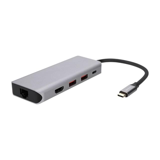 オウルテック USB 10Gbps対応 HDMI／LAN／USB Type-A×2／USB Type-C 5 in 1 USB Type-Cマルチポートアダプタ シルバー OWL-DSU31A2HLC-S