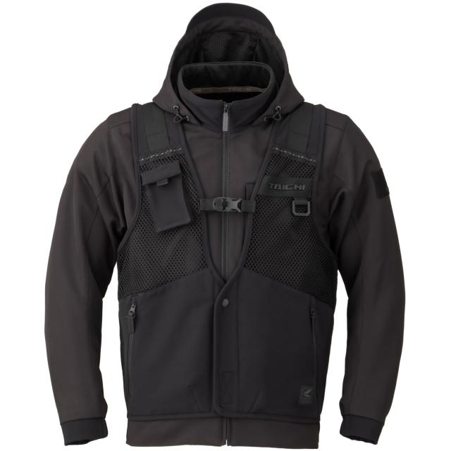 TAICHI フード付きジャケット 黒/白プロテクターバイクウェア夏秋