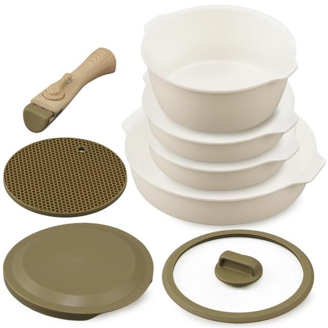 アイリスオーヤマ フライパンセット お皿になるフライパン8点セット ガス火＆IH対応 セラミックコーティングでこびりつきにくくお手入れ簡