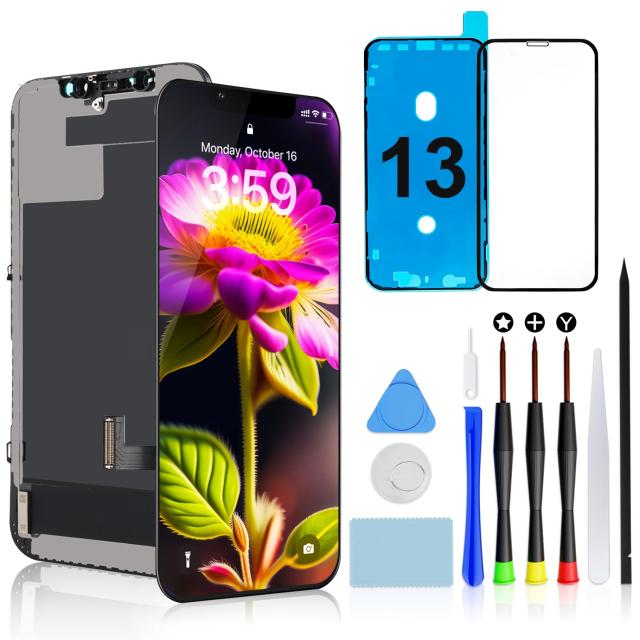 Brinonac iPhone 13 液晶パネル 画面交換 キット - 6.1インチ フロントパネル LCD タッチパネル 修理パーツ ガラス スクリーン 修理 工具