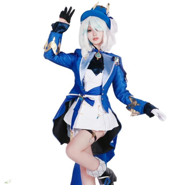 [BASETAKE] 原神 フリーナ コスプレ 衣装 楓丹 水の神 フォルカロス げんしん コスチューム 仮装 帽子 小物付き Genshin Impact Furina c