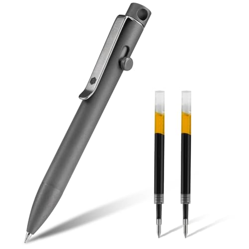 KeyUnity KP03SW ボルト アクション ボールペン クリップ付き チタン合金 EDC ポケット ペン 格納式 メタル ボールペン 毎日持ち運び用