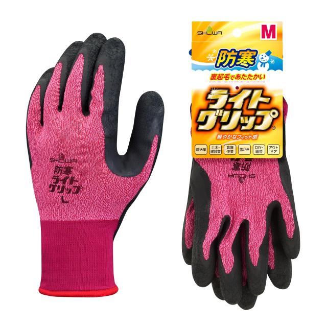 [ショーワグローブ] ケース販売・防寒手袋・天然ゴム滑り止め GW343 防寒ライトグリップ Mサイズ レッド 60双