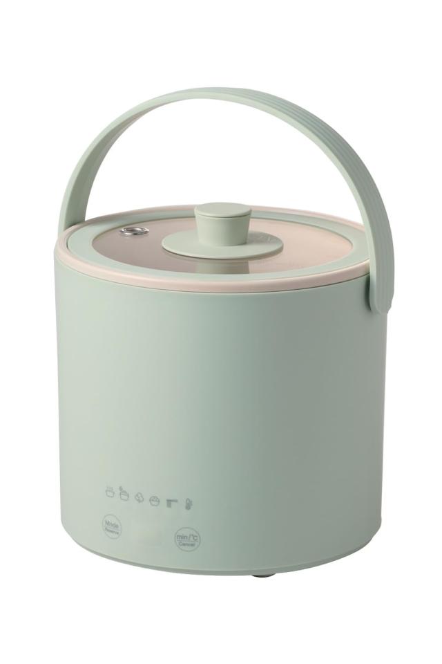 エレコム 保温調理鍋 800mL 1台6役【低温調理/蒸す/1合炊飯/煮る/煮込む/茹でる】 タイマー機能 コンパクト 蒸し皿付き ガラス蓋付き Hot