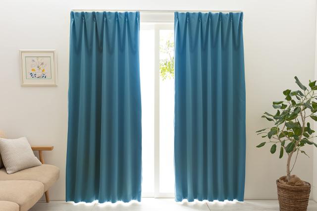ユニベール 1級遮光 防炎 防炎ラベル付き 節電 省エネ 断熱 保温 日本製 無地 寝室 リビング カーテン 幅100cm×丈185cm 2枚 ベルーイ マの通販は
