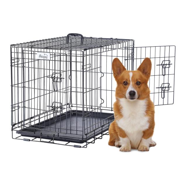 PETAPPY 犬 ケージ 小型犬 ペットケージ ダブルドア付き トレー付き 組立簡単 室内外兼用 幅76.2x奥行48.2x高さ55cm 折り畳み 犬用ケージ