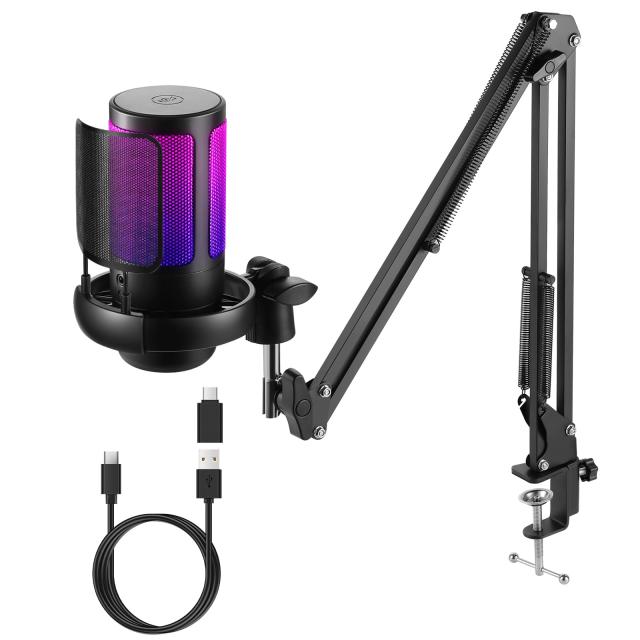 FerBuee PCマイク USB ゲーム マイク RGBライト コンデンサーマイク Windows MacOS スマホ PS4/PS5等対応 ゲーム実況 ZOOM TikTok YouTubの通販は 5,599円